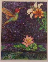 Hummingbird & Tadpoles ~ Blank Notecard ~ Amy Dawn Kotel