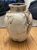 Hand-made Navajo Horse Hair Humming Bird Vase ~ Hand-Etched Signature by TVail