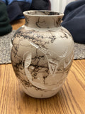 Hand-made Navajo Horse Hair Humming Bird Vase ~ Hand-Etched Signature by TVail